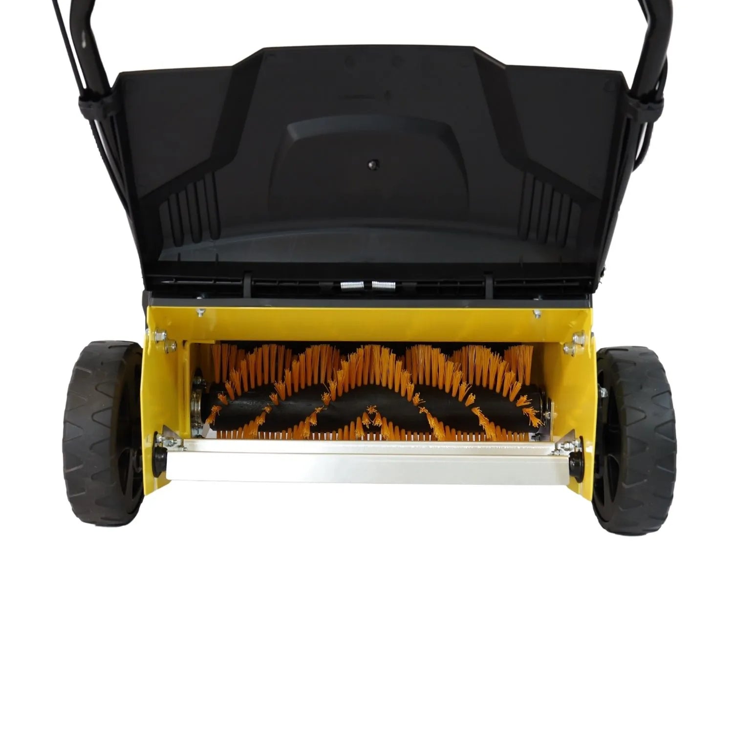  Vue arrière de la brosse électrique Garland Comber 602E dévoilant les brosses rotatives jaunes.